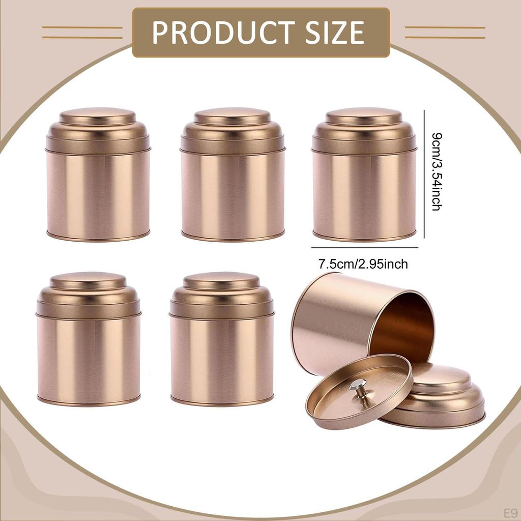 6 Metall-Teedosen, 240 ml Küchen-Rund-Kaffeedosen, Stilvolle und robuste Organizer für