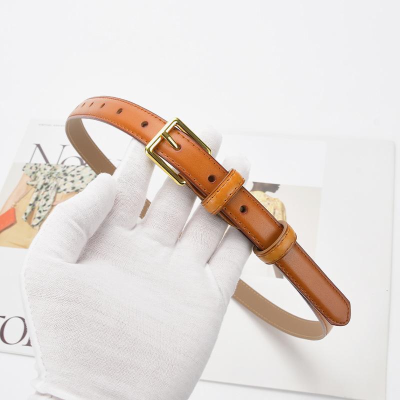 Women'S Belt Women'S Leather Decoration With Skirt Simple Cowhide Pin Buckle Jeans Belt Women'S Black Tide