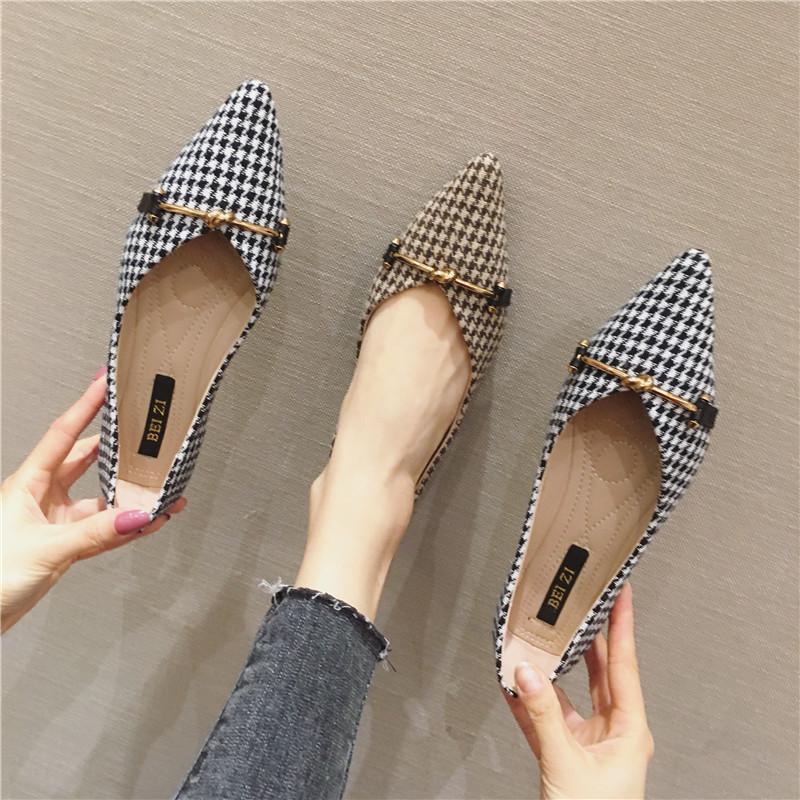 Fashion Flat Shoes for Women's Spring and Autumn New Pointed Women's Shoes Comfortable Single Shoes Plus Size 44 45 46 Ladies Shoes