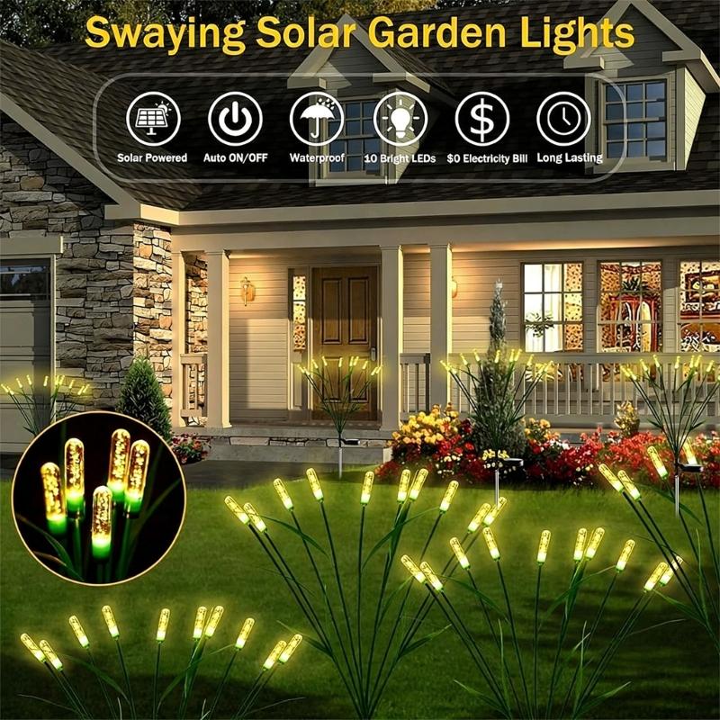 Weather Resistant Cattail Lamp 69cm High Waterproof Solar Powered Garden Stake Light For Backyard Garden Patio Pathway