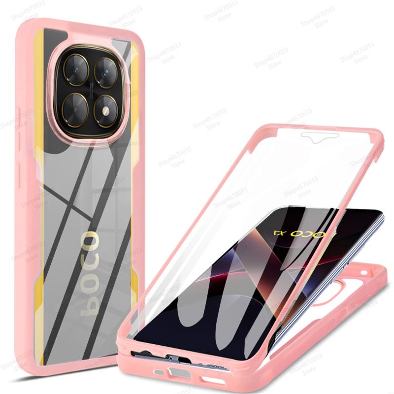 

Противоударный чехол для телефона с полной защитой на 360° для POCO F7 Ultra X7 M6 X6 F6 Pro C65 силиконовый чехол для POCO X5 X4 X3 F5 Pro For POCO M3 розовый