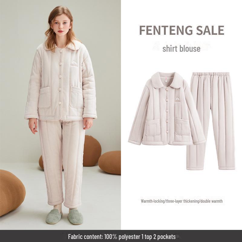 Antistatic Suede-Lined Women’s Autumn/Winter Suit - Three-Layer Velvet Men's Homewear