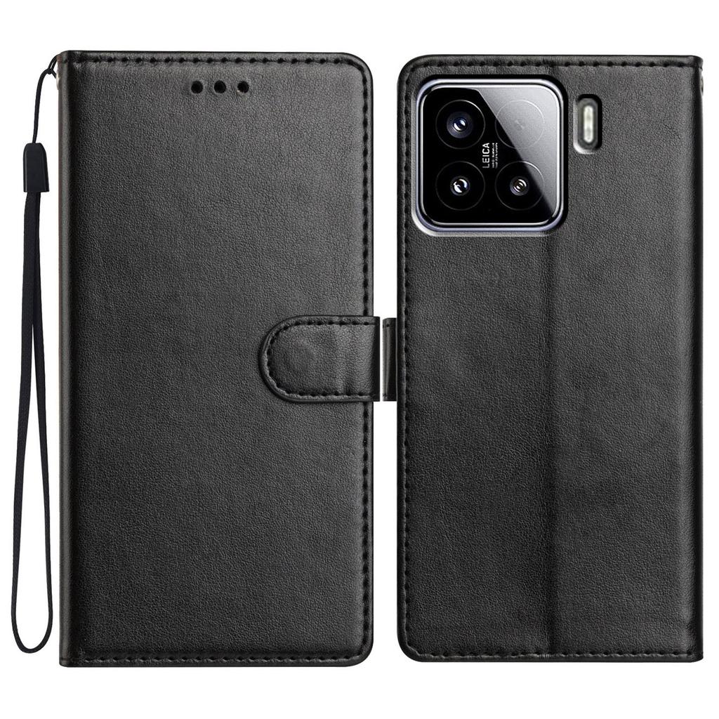 For Xiaomi 15 Leather Case Wallet Stand Phone Cover with Handy Strap