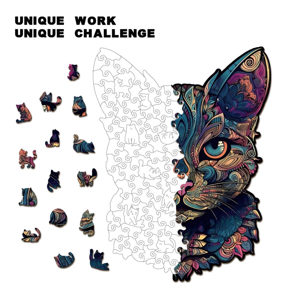 Black Cat Puzzle Wooden Special-Shaped Splicing Toy Original Piggy Bank Puzzle Decompression Puzzle