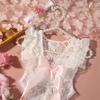 Set Body in Pizzo H3CD per Neonato con Fascia con Fiocco per Prime Foto ed Eventi, Adorabile Vestito per Bambina e Copricapo alla Moda