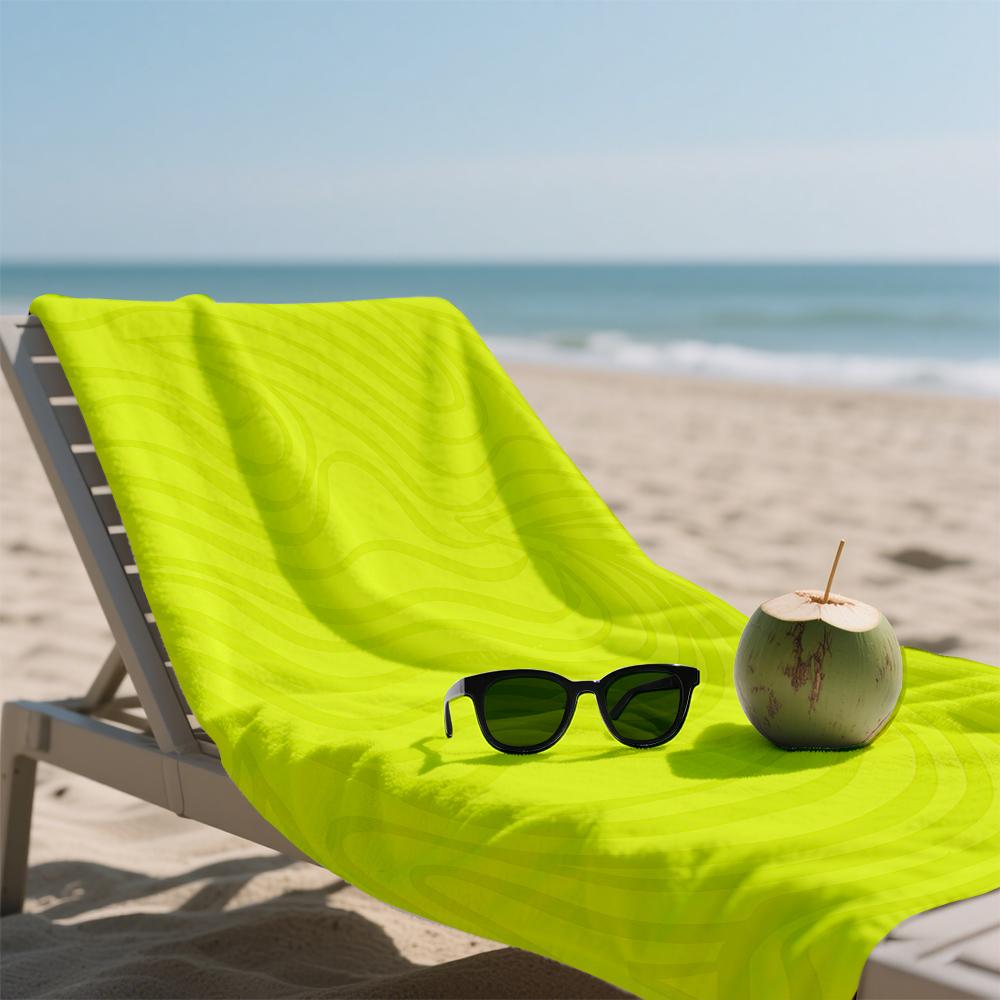 Neon Yellow Swirl Oversized Microfiber Beach Towel Sand Proof Quick Dry, Absorbent for Swimming Pool Travel Camping