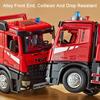 1:24 Electric Flatbed Trailer Model Toys Metal Diecast Road Rescue Engineering Vehicle Doors Opened Sound Light for Boys Gifts