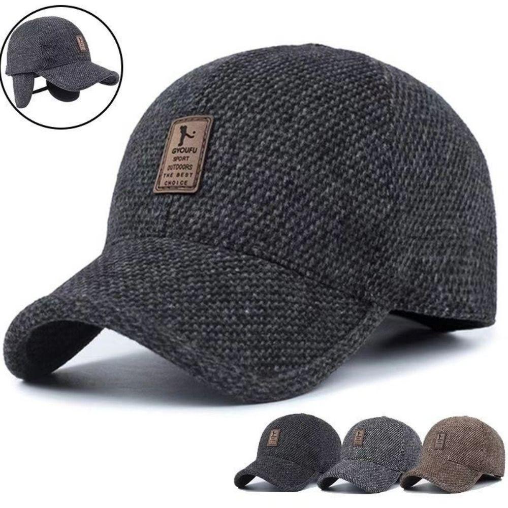 

Autumn Winter Adjustable Casual Baseball Cap Warm Hats Earmuffs Hat кавовий