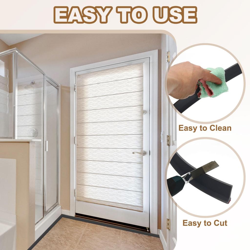 PATIKIL Folding Shower Threshold Water Dam Guard Shower Stopper Barrier Sink Splash Guard L Shape for Frameless Shower Door Bottom Clear 118"