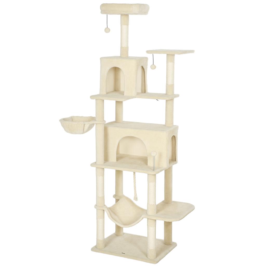 Cat Scratching Tree, Platform, Bed, Caves, Sisal Posts, 60 X 48 X 202 Cm, Beige