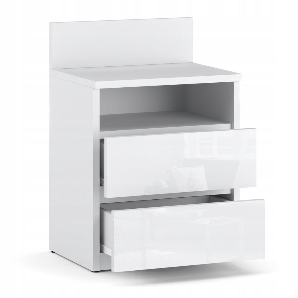 Nightstand White Gloss Nightstand 40cm 2S Shelf Loft Bedroom Furniture