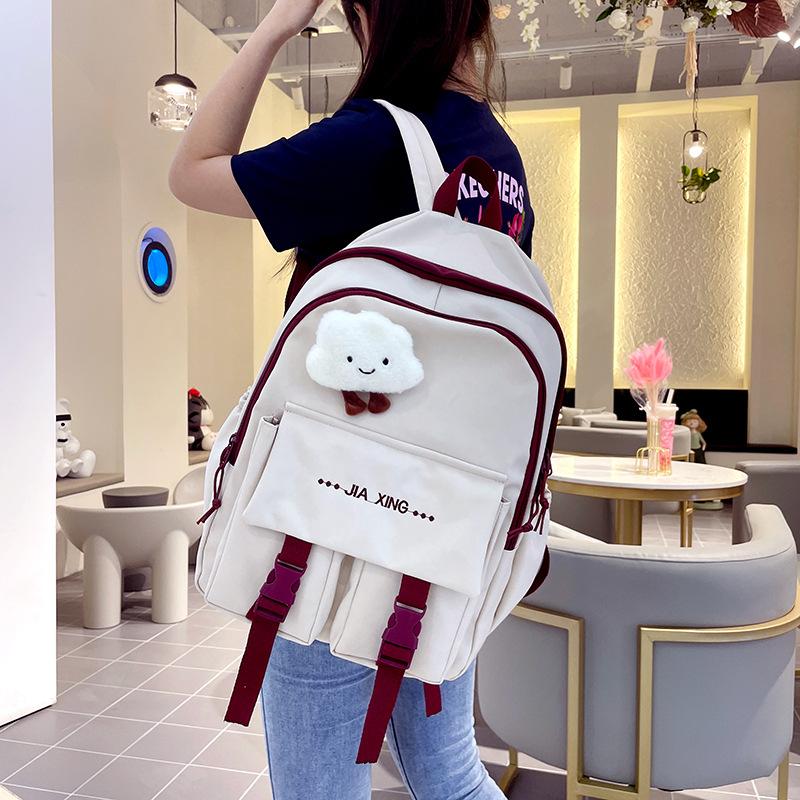 Schoolbag Korean Version Ins New High-value, Fresh and Sweet Contrasting Backpack, Lightweight and Large-capacity Backpack for Junior and High School