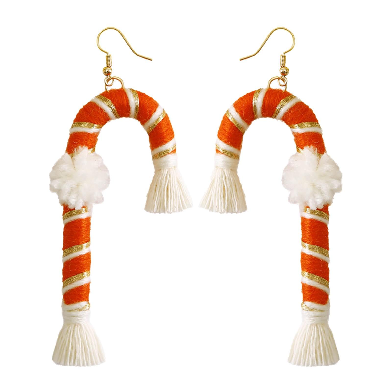 

Серьги ручной работы, рождественские леденцы из ткани, длинная бахрома, милый мультфильм, праздничные рождественские украшения One Size