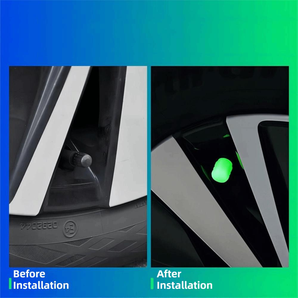 8Pcs Self-luminous Luminous Fluorescent Valve Caps Super Bright Tyre Valve Stem Cover  Vehicle