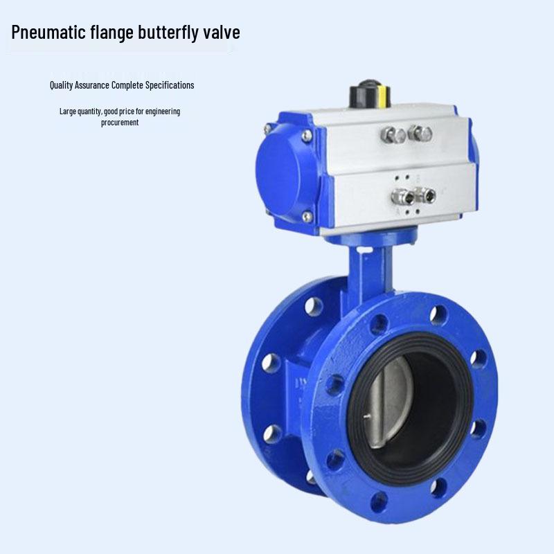 D641X-10/16Q Pneumatic Flanged Butterfly Valve with Rubber Soft Seal, Quick Shut-off for Sewage, DN50-400.