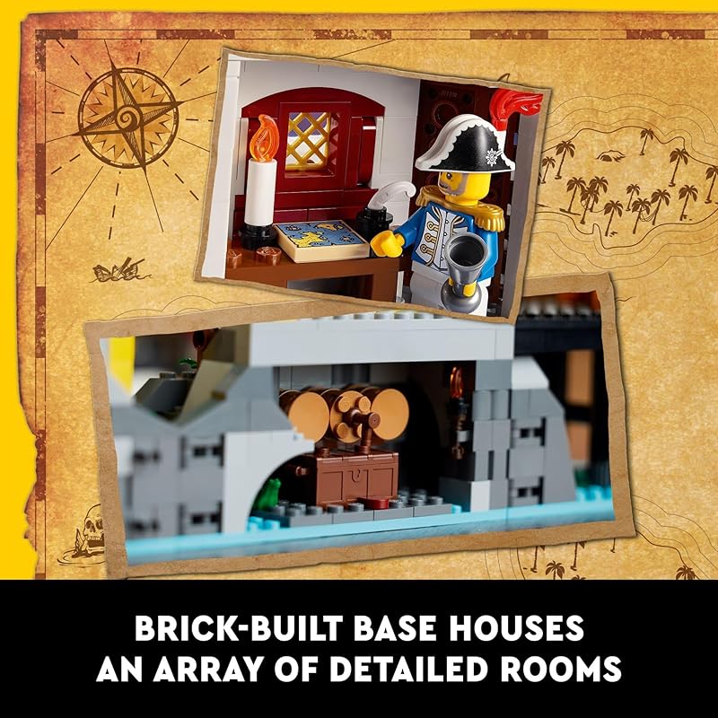 LEGO Icons El Dorado Fortress Assembly Kit pirate gifts Includes pirate ship and 8 minifigures Nostalgic gift ideas for adults who love challenging
