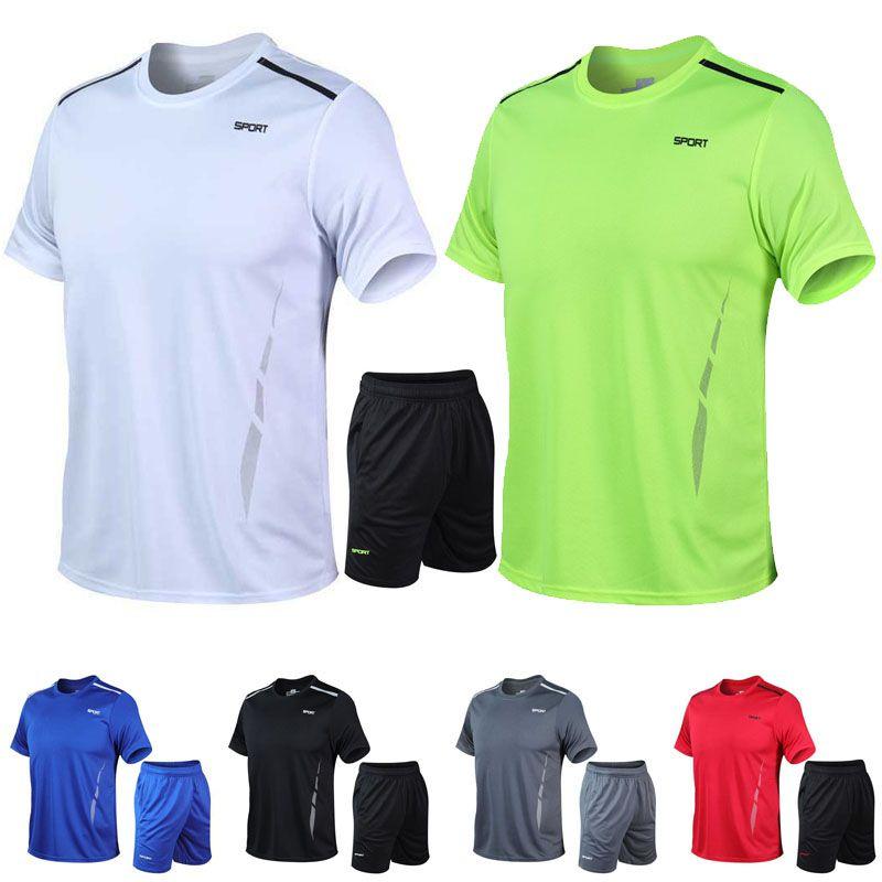 Stylish Mens 2pc Sport Wear Tracksuit With Breathable Short Sleeve T-shirt And Shorts
