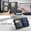 XIMAND Passport Holder Wallet Bag with 11 Card Passport Photo and RFID Blocking Wristlet Strap Black Slots, Pocket, Pocket, -