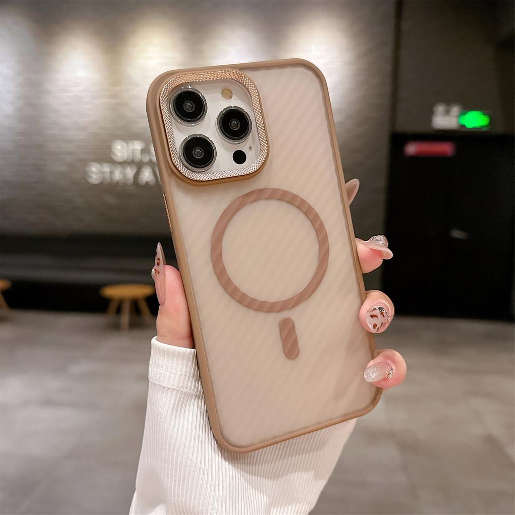 Twill Skin Sensing Magnetic Suction Suitable for Apple 16ProMax Mobile Phone Case Advanced Sensing Diamond Lens Case