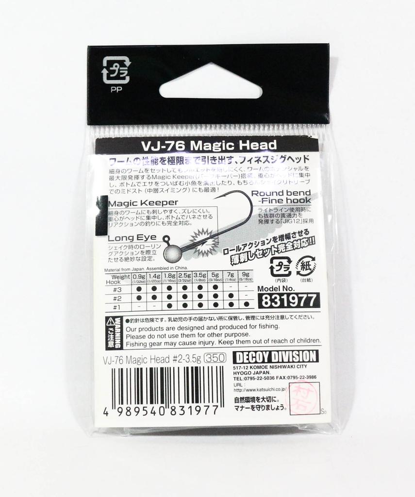 Decoy VJ-76 Jigová hlavička Magic Head Velikost háčku 2 , 3,5 gramu (1977)