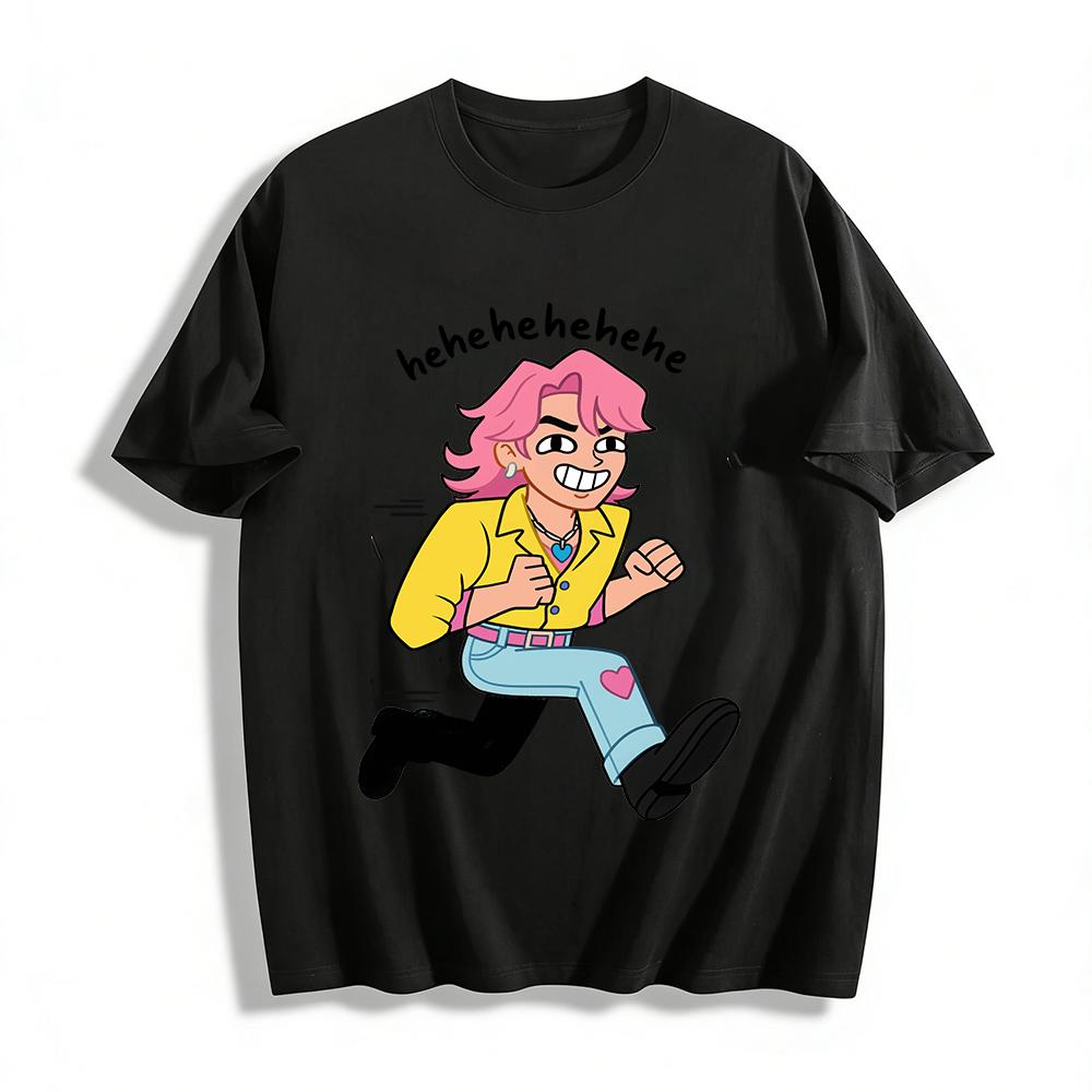 

Goofy Pink Hair Laughing Running Character Print Casual T-Shirt Unisex Fun Daily Top Pure cotton T-shirt XXS
