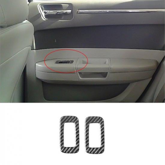 For Chrysler 300 2008-2010 Carbon Fiber Interior Rear Window Control Cover Trim