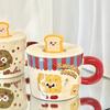 Cute toast drinking mug with lid girl birthday gift high value home office ceramic mug