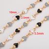 1meter Stainless Steel Enamel Black White Gray Love Heart Beads Chains for Necklace Bracelet Sweater Jewelry Making DIY
