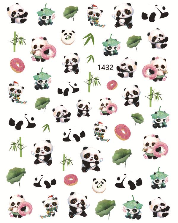 Colorful Panda Nail Art Stickers - Summer Relief & Cute National Treasure Design