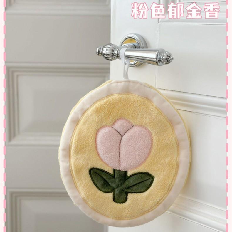 

Бытовое подвесное большое коралловое флисовое милое тюльпановое мягкое впитывающее ванная маленькое полотенце кухонное полотенце для рук 20*24cm