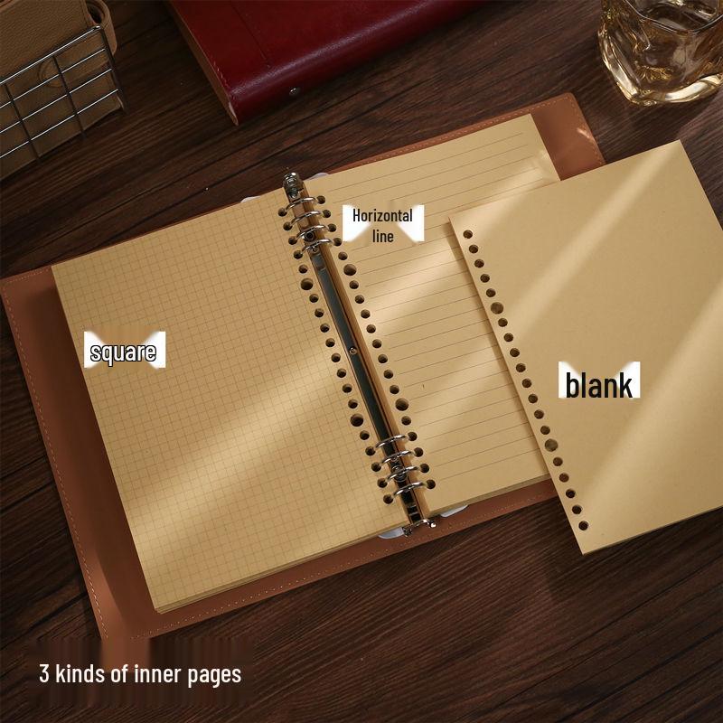 Premium A5 Soft Leather Ring Binder Notebook with Removable Cover - Lined Office Diary