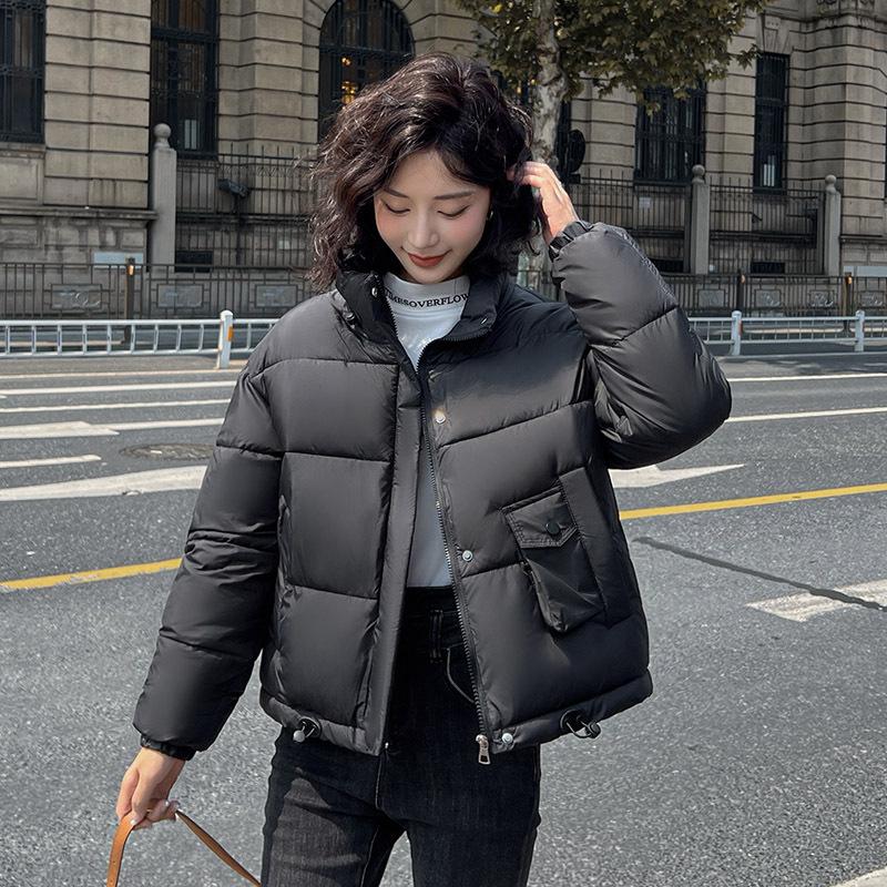Short bread clothes, cotton-padded clothes for women, fresh and thickened stand-up collar, warm and casual temperament, winter cotton jacket