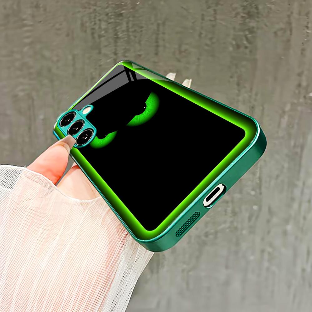 Die Grüne Kleine Teufel Glas Handyhülle für Samsung Galaxy S26 S25 S24 S23 S22 S21 FE Ultra Plus Eingebautes Glas Grün Exquisit