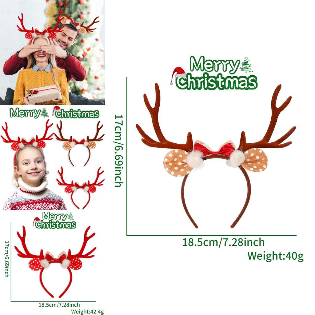Adorable Cartoon Christmas Reindeer Antler Headband With Charming Bow For Festive Celebrations