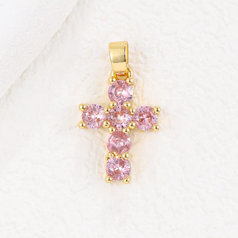 2025 New Stainless Steel Cross Necklace 18K Real Gold Plated Cubic Zirconia Christian Cross Charms Religious Pendant
