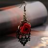 1 Pair Women Fashion Lace Red Rose Hollow Dangle Hook Earrings Jewelry Gift