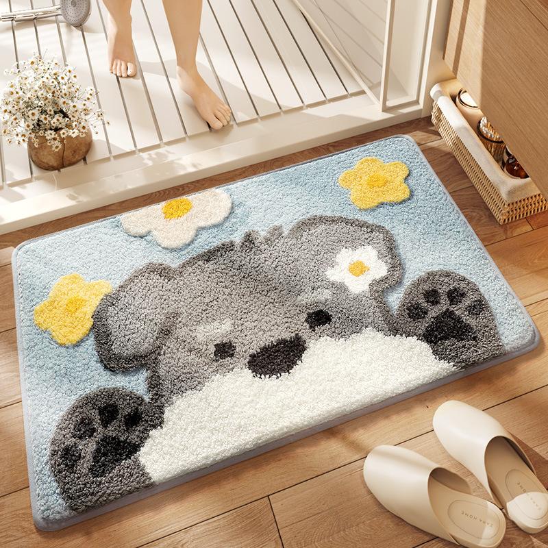 Cartoon Flower Bath Mat - Anti-Slip Shower Rug, Thick Microfiber Plush Bathroom Floor Mats, Quick Dry Super Absorbent Home Decor