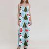 Women's Summer Suspender Jumpsuit with Retro Christmas Print and Non-Adjustable Straps