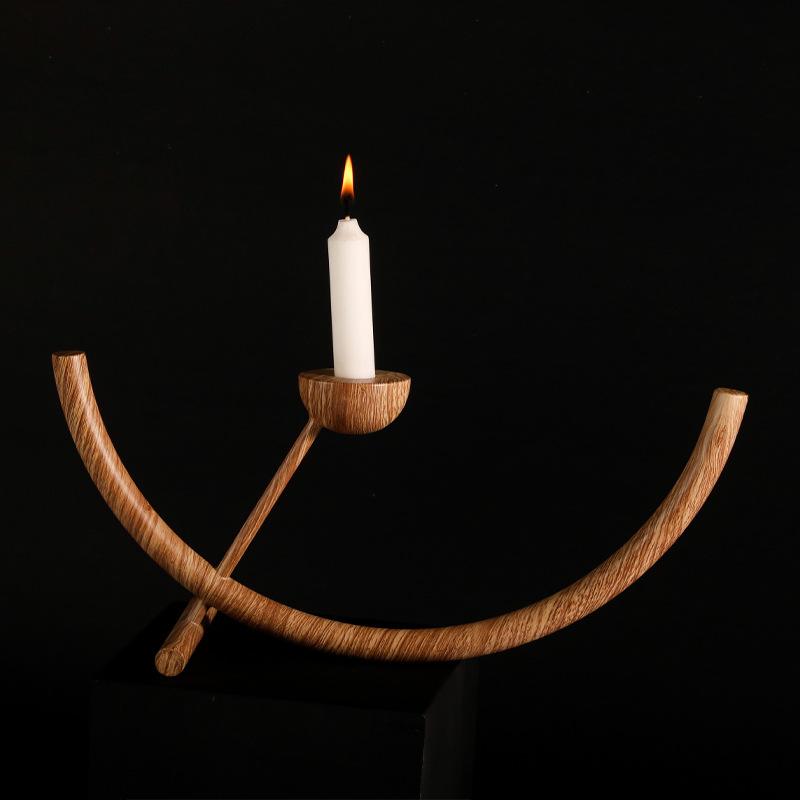 

Креативный геометрический подсвечник, металлический полукруглый подсвечник, офис продаж, модель обеденного стола, имитация древесных зерен, орнаменты