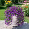 2pcs Artificial Hanging Petunia & Eucalyptus Flowers - Weatherproof Vibrant Orange Blooms with Green Leaves, Garden Decorations, Patio Decoration