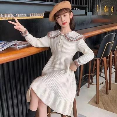 Girls' Long Sleeve Knitted Princess Sweater Dress - Autumn College Style