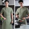 Chef Uniform Sweat-Wicking Stain-Resistant Washable Snap-Button Stand-Up Collar Work Clothes Restaurants Hotels Clubs Chef Coat