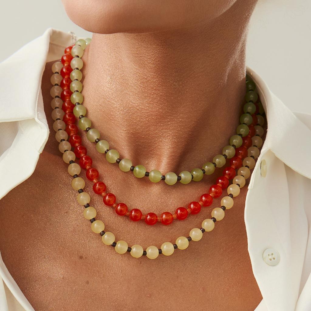Fashion Creative Transparent Glass Beads Choker Necklaces for Women Retro Bohemian Clavicle Chain Necklace Summer Daily Party Jewelry