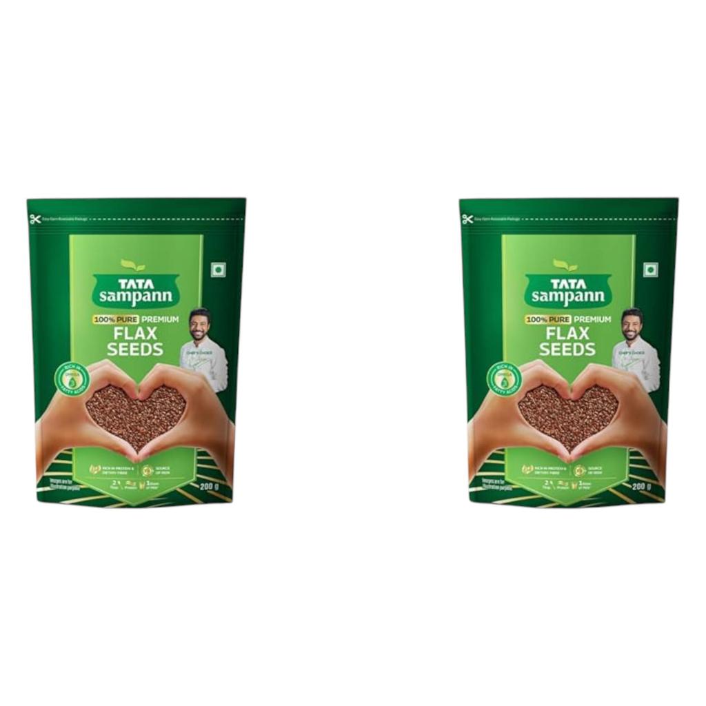 Tata Sampann Pure Flax Seeds 200gx Pack of 2 High Protein Dietary Fibre Source of Iron Omega 3 Rich Premium Raw Superfood