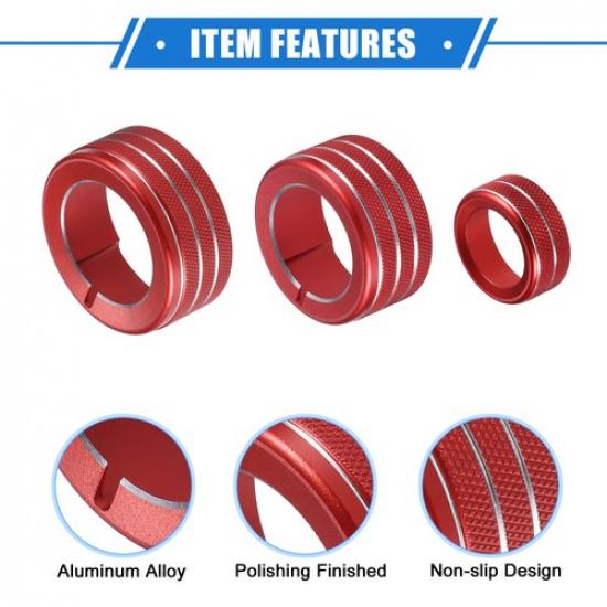 AC Climate Control Knob Rings FIVE  for Toyota 4runner 2010- Red
