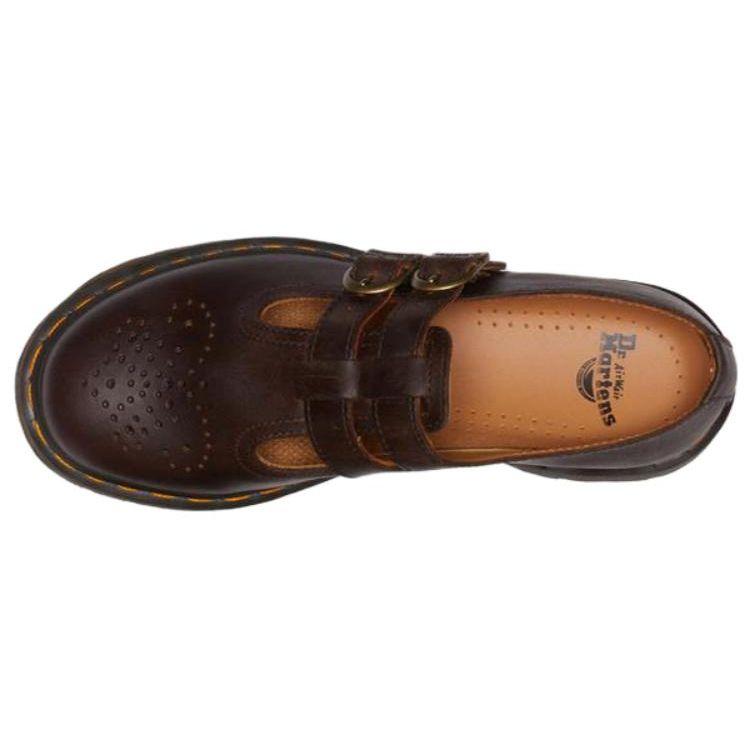 Dr. Martens Leather Casual Versatile Chunky Heel Mary Jane Shoes Women Shoes Dark-Brown 30914201