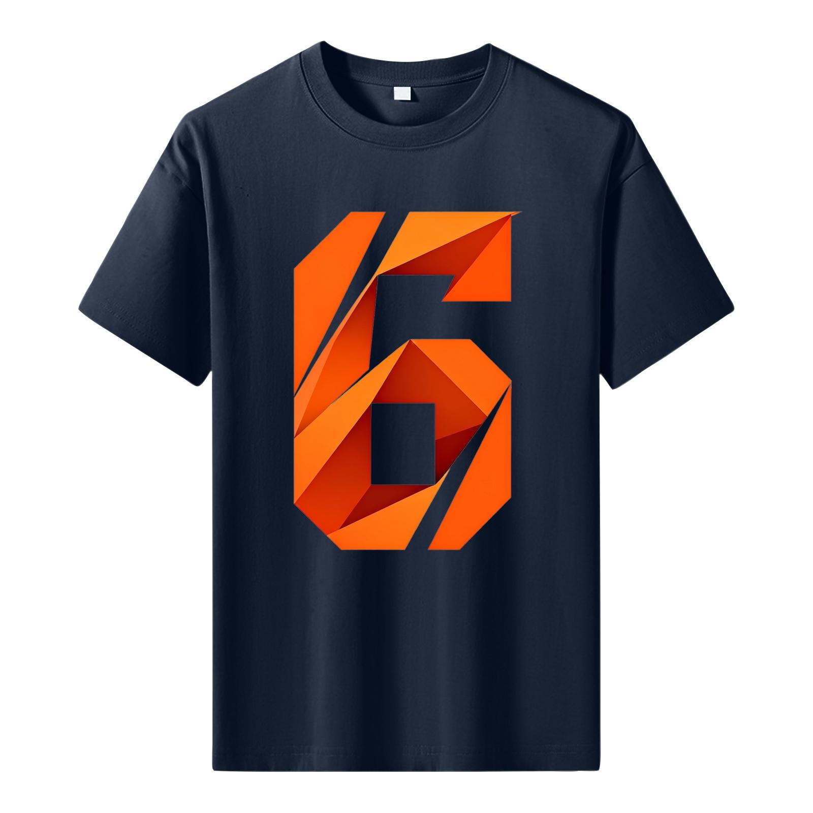 Мужская футболка с коротким рукавом с принтом Мужская свободная повседневная футболка с коротким рукавом L тёмно-синий 1390₽