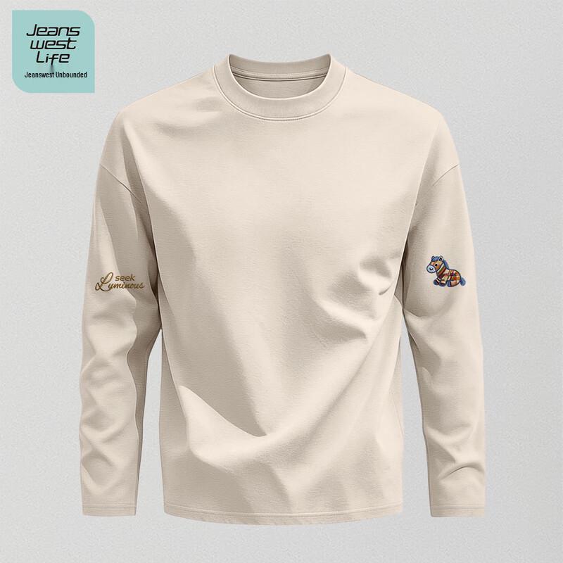 Jeanswest Life Men's Loose Cotton Long-Sleeve Crewneck T-Shirt