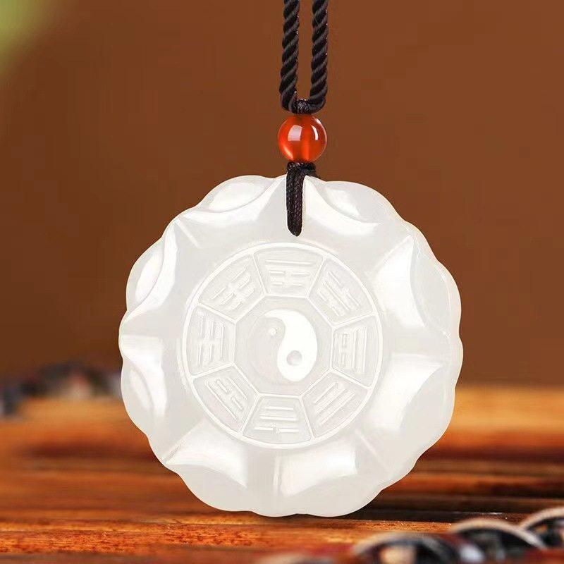 Authentic Hotan Mutton Fat Bagua Jade Pendant for Men & Women