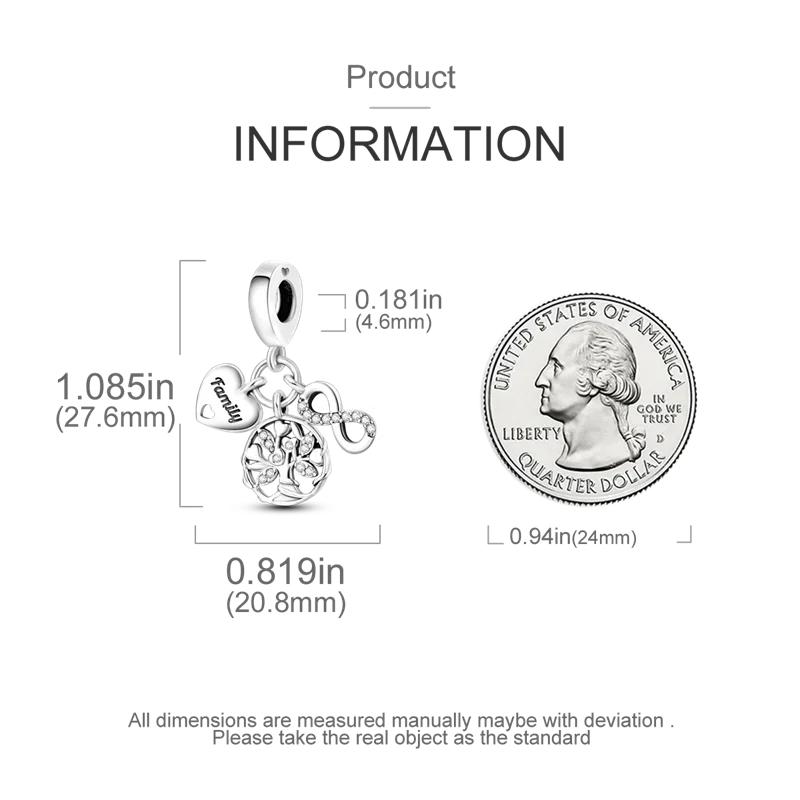 Anhänger Silber Ewiges Symbol Lebensbaum Herz Perlen Passen Original Armbänder Anhänger Für Frauen Schmuck DIY Herstellung Geschenke